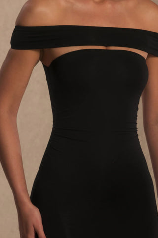 Modal Cut-Out Off-Shoulder Mini Dress in Black