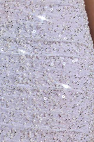 Embellished Cut-Out Halterneck Mini Dress in White