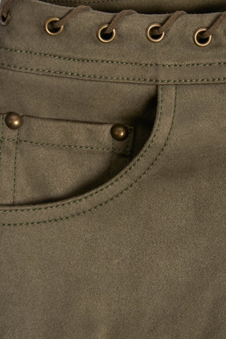 Lace-Up Mid-Rise Shorts in Dark Khaki