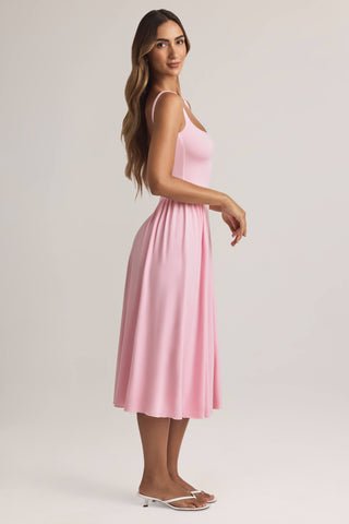 Modal A-Line Midaxi Dress in Pastel Pink