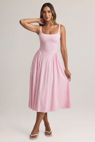 Modal A-Line Midaxi Dress in Pastel Pink