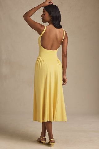 Modal A-Line Midaxi Dress in Pastel Yellow