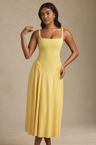 Modal A-Line Midaxi Dress in Pastel Yellow