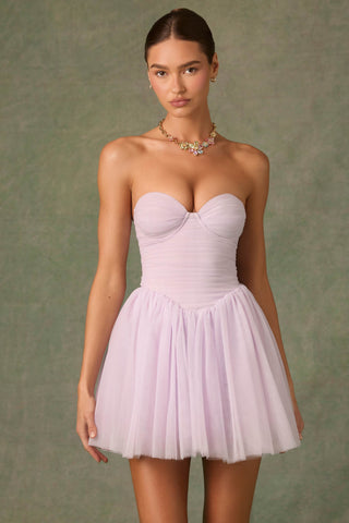 Tulle Corset Mini Dress in Lilac
