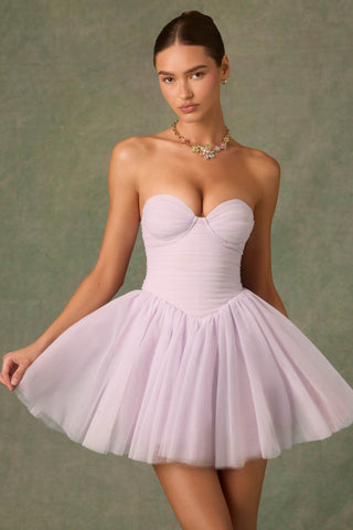 Tulle Corset Mini Dress in Lilac