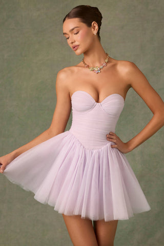 Tulle Corset Mini Dress in Lilac