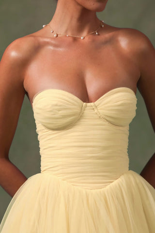 Tulle Corset Mini Dress in Yellow