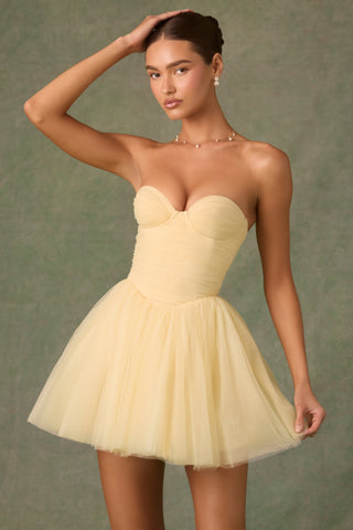 Tulle Corset Mini Dress in Yellow