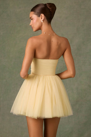 Tulle Corset Mini Dress in Yellow