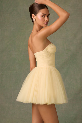 Tulle Corset Mini Dress in Yellow