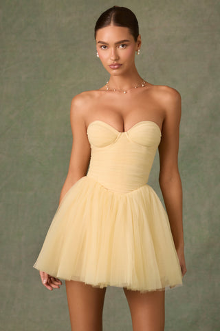 Tulle Corset Mini Dress in Yellow