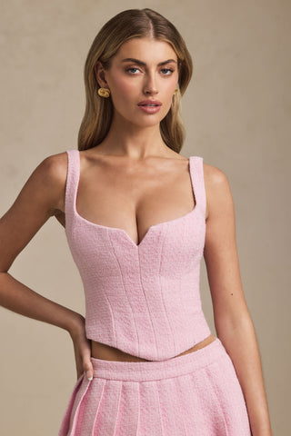Lace-Up Corset Top in Soft Pink