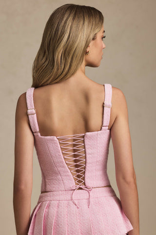 Lace-Up Corset Top in Soft Pink