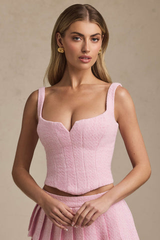 Lace-Up Corset Top in Soft Pink