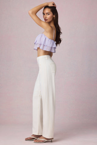 Mid-Rise Barrel-Leg Jeans in Ecru Wash