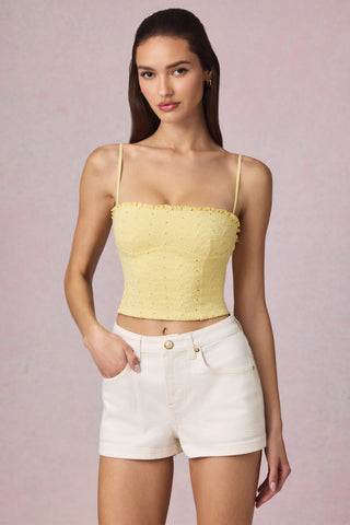 Broderie Anglaise Camisole Top in Lemon Yellow