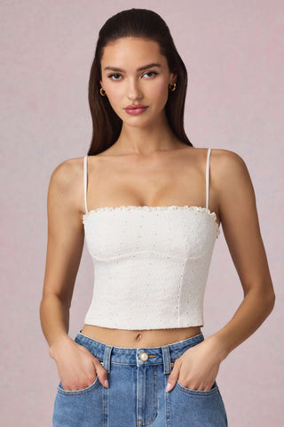 Broderie Anglaise Camisole Top in White