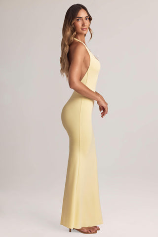 Modal Halterneck Maxi Dress in Lemon Sherbet