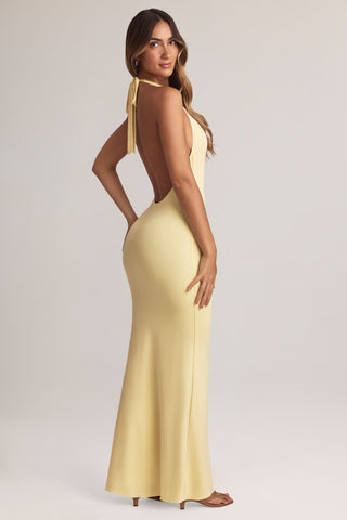Modal Halterneck Maxi Dress in Lemon Sherbet
