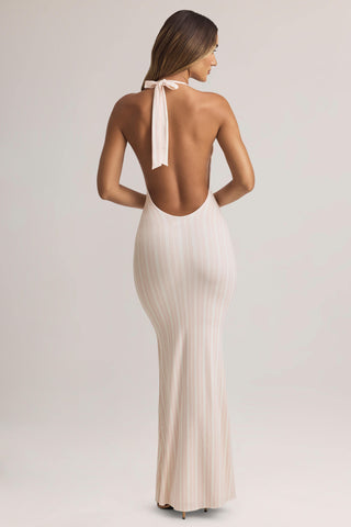Modal Halterneck Maxi Dress in Stripe Print