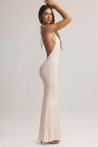 Modal Halterneck Maxi Dress in Stripe Print