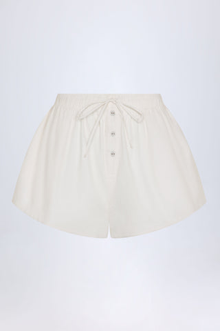 Tie-Front Cotton-Poplin Shorts in White