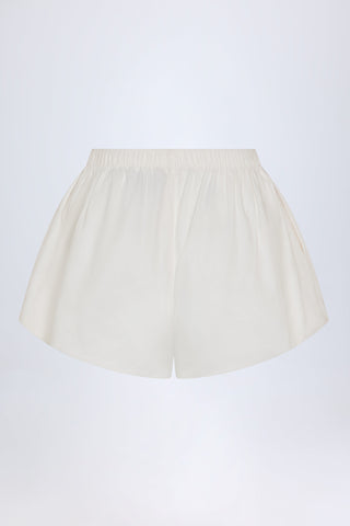 Tie-Front Cotton-Poplin Shorts in White
