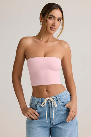 Modal Strapless Crop Top in Baby Pink