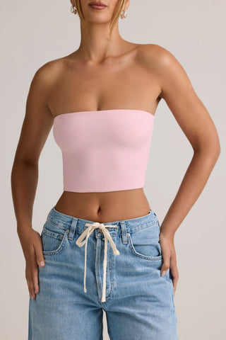 Modal Strapless Crop Top in Baby Pink