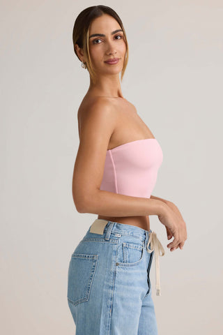 Modal Strapless Crop Top in Baby Pink