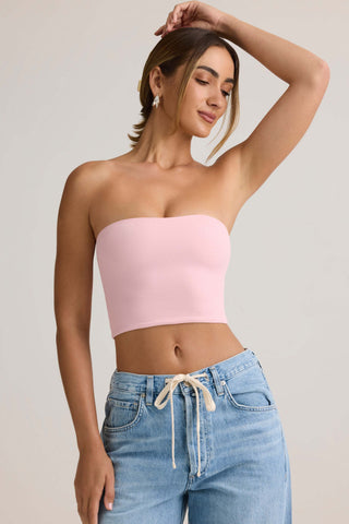 Modal Strapless Crop Top in Baby Pink