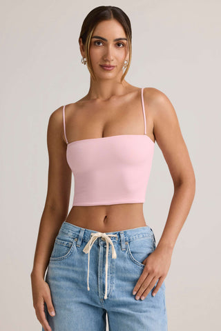 Modal Strapless Crop Top in Baby Pink