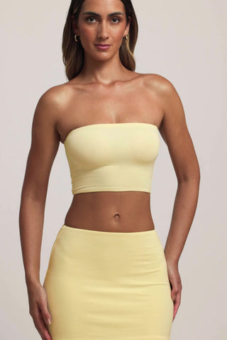Modal Strapless Crop Top in Lemon Sherbet