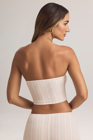 Modal Strapless Crop Top in Stripe Print