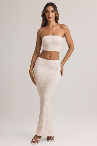 Modal Strapless Crop Top in Stripe Print