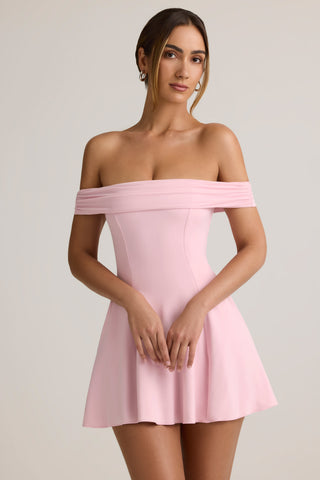 Modal Off-Shoulder A-Line Mini Dress in Baby Pink
