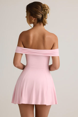 Modal Off-Shoulder A-Line Mini Dress in Baby Pink
