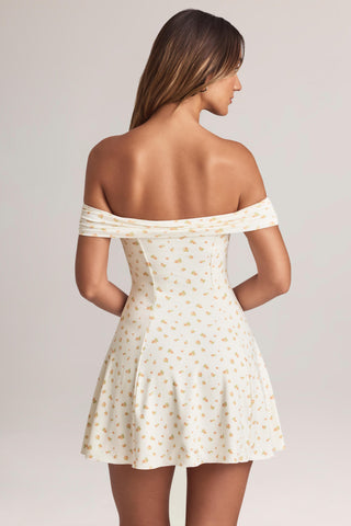 Modal Off-Shoulder A-Line Mini Dress in Floral Print