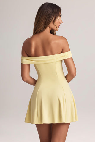 Modal Off-Shoulder A-Line Mini Dress in Lemon Sherbet