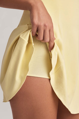 Modal Off-Shoulder A-Line Mini Dress in Lemon Sherbet