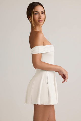 Modal Off-Shoulder A-Line Mini Dress in White