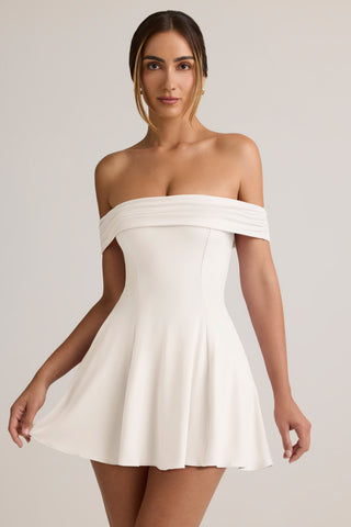 Modal Off-Shoulder A-Line Mini Dress in White