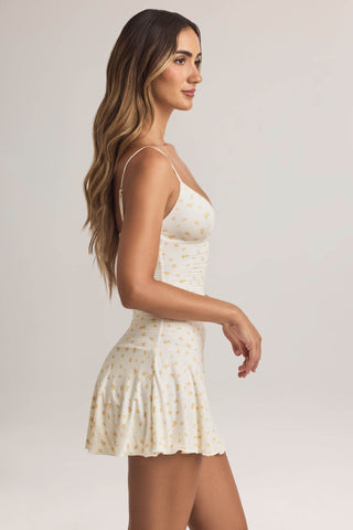 Modal Ruched A-Line Mini Dress in Floral Print