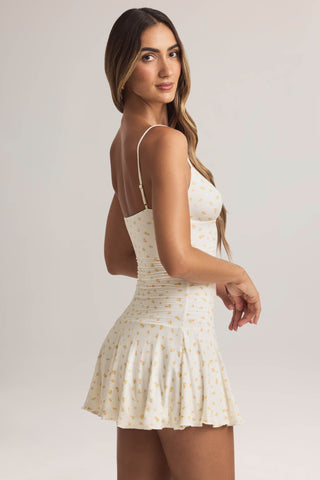 Modal Ruched A-Line Mini Dress in Floral Print