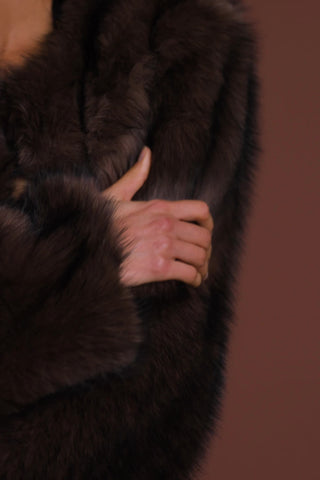 Faux Fur Cropped Bolero in Brown