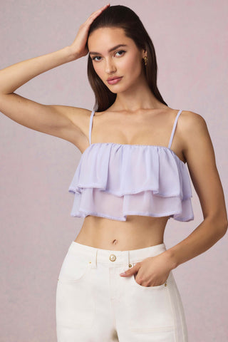 Ruffled Cropped Camisole Top in Lilac