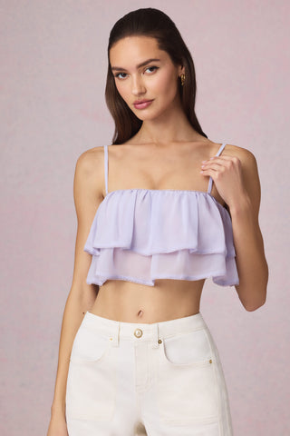 Ruffled Cropped Camisole Top in Lilac