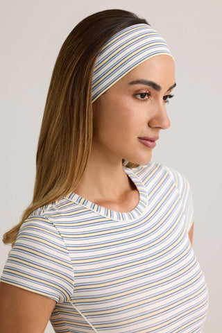 Modal Ribbed Headband in Blue & Yellow Stripe