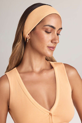 Modal Ribbed Headband in Peach