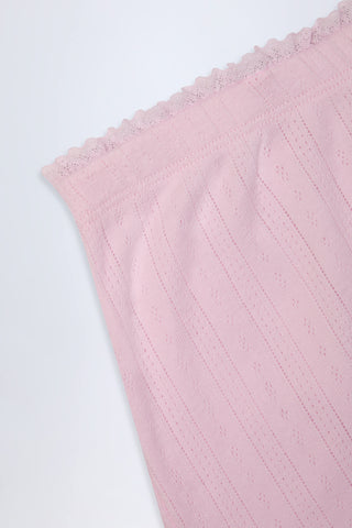 Pointelle Mid-Rise Straight-Leg Trousers in Baby Pink